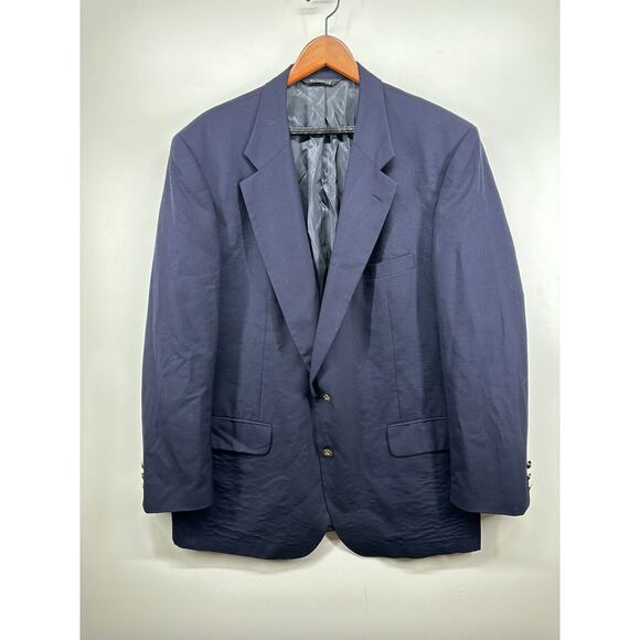 Burberry Blazer Vintage Men's Solid Navy Blue Two Gold Buttons Serie Sz 48? READ